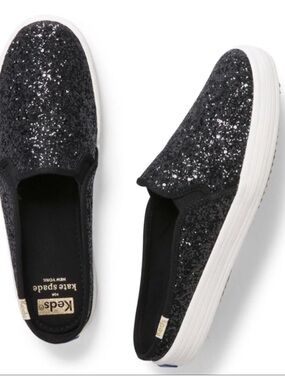 Keds for Kate Spade New York Black Sparkle Glitter Slip On Mules Sneakers Size 8
